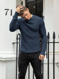 Olton Knit Jumper - Royal Blue -Blakely 1267GKhaki 06D