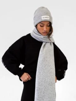 Label Knitted Scarf - Marl Grey -Blakely 133GREY 05D