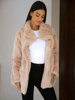 Marlowe Coat - Pink -Blakely 1731PinkFauxFurCoat2D