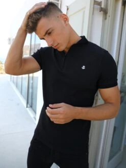 Aspen Polo - Black 10 Aspen Polo - Black -Blakely 1804Zip UpPoloBlack4D