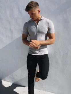 Aspen Polo - Stone -Blakely 1804Zip UpPoloStone3D