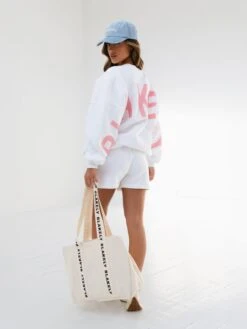 Isabel Oversized Jumper - White & Pink -Blakely 1846AWHITE01D