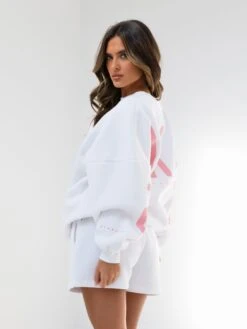 Isabel Oversized Jumper - White & Pink -Blakely 1846AWHITE05D