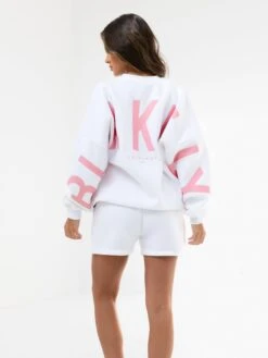 Isabel Oversized Jumper - White & Pink -Blakely 1846SWHITED