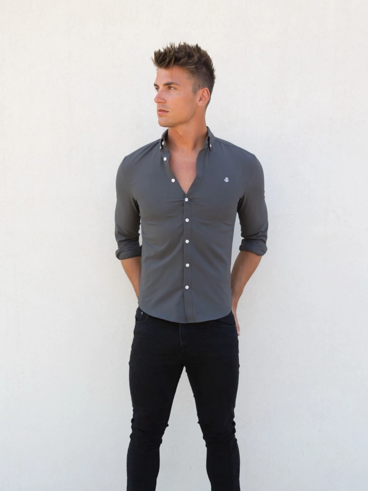 Otto Long Sleeve Shirt - Charcoal 8 Otto Long Sleeve Shirt - Charcoal - Image 6