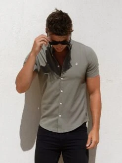 Merrick Short Sleeve Shirt - Khaki Green -Blakely 1855SKHAKID 3