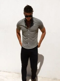 Merrick Short Sleeve Shirt - Khaki Green -Blakely 1855SKHAKID 4