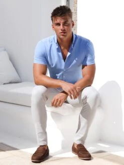 Canberra Short Sleeve Shirt - Light Blue -Blakely 1855SLBLUEeD