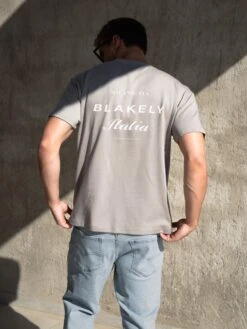 Italia Relaxed T-Shirt - Stone Grey 13 Italia Relaxed T-Shirt - Stone Grey -Blakely 1966MMGREY 01D 1