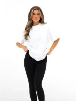 Isabel Oversized T-Shirt - White & Aqua -Blakely 196IWWHITE AQUA01D