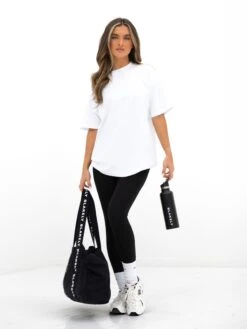 Isabel Oversized T-Shirt - White & Aqua -Blakely 196IWWHITE AQUA06D