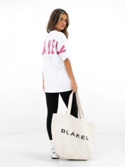Isabel Oversized T-Shirt - White & Hot Pink -Blakely 196IWWHITE HOTPINK04D