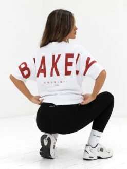 Isabel Oversized T-Shirt - White & Cherry Red -Blakely 196IWWHITE RED04D