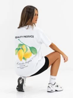 Lia Lemon Oversized T-Shirt - White