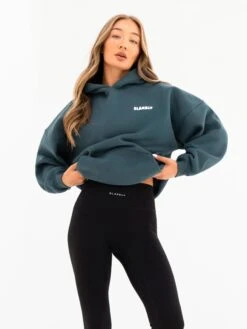 Cloud Print Oversized Hoodie - Teal Green -Blakely 2015 1TEAL04D