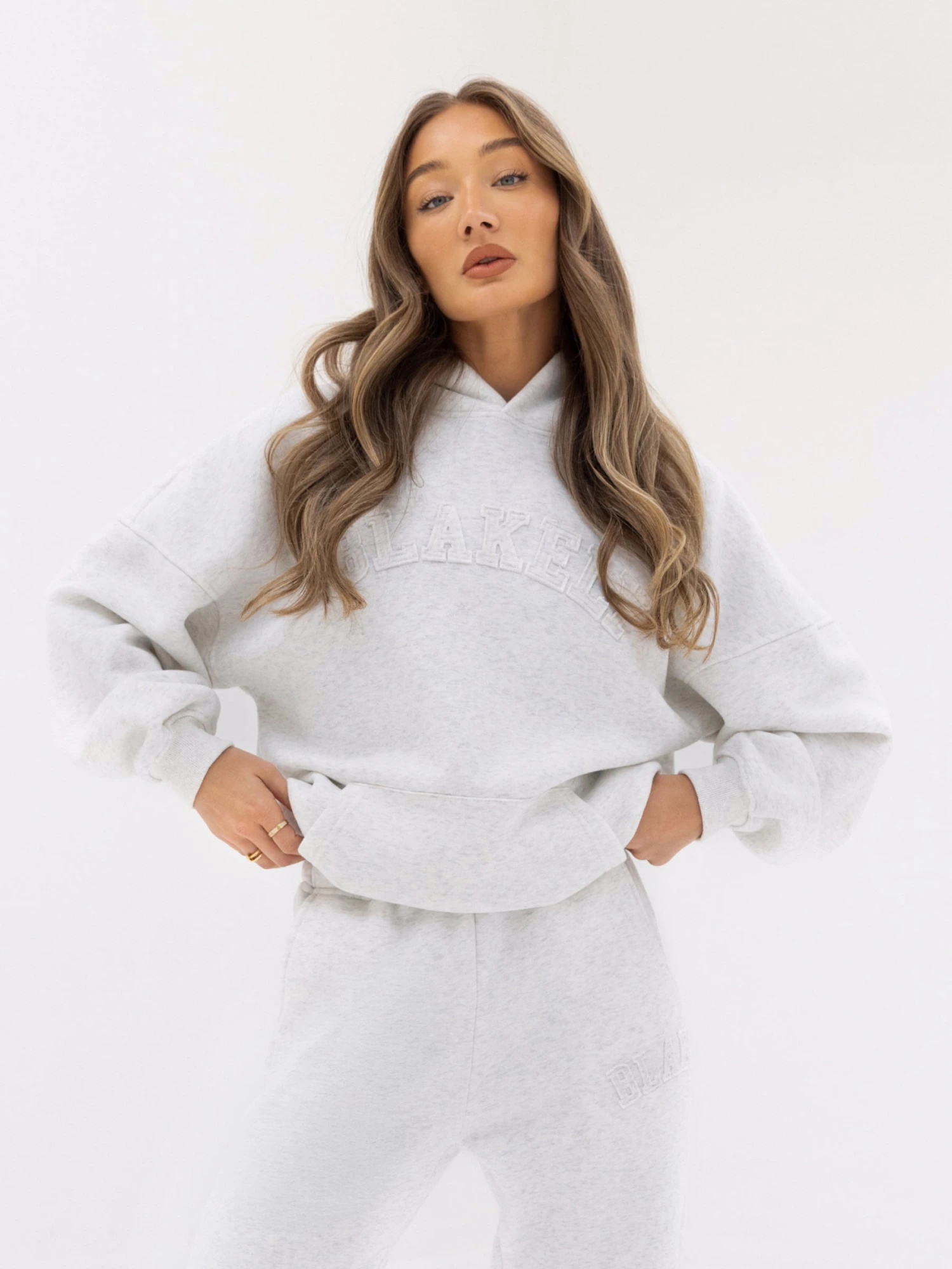 Tonal Varsity Oversized Hoodie - Marl White 3 Tonal Varsity Oversized Hoodie - Marl White