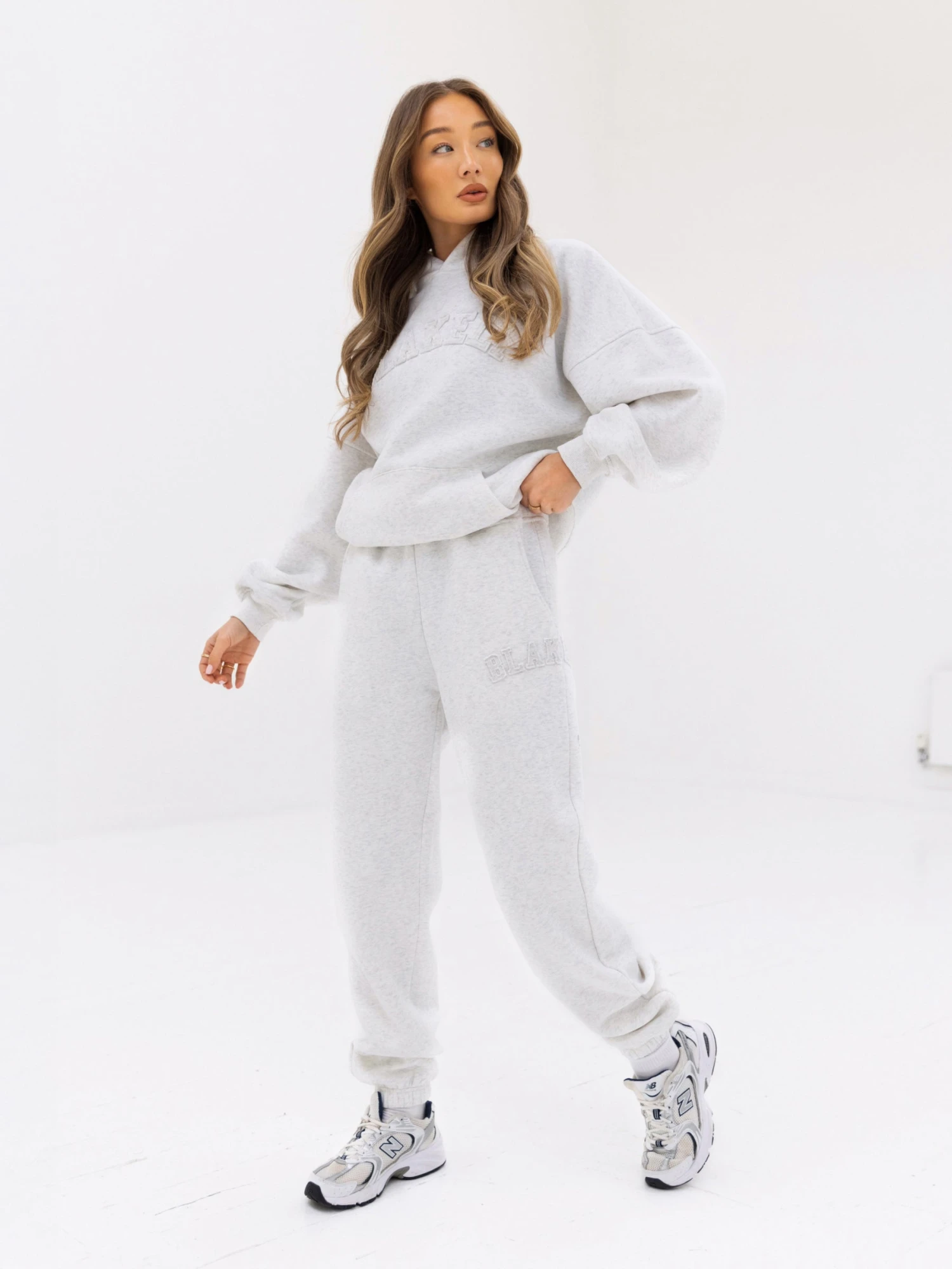 Tonal Varsity Oversized Hoodie - Marl White 5 Tonal Varsity Oversized Hoodie - Marl White - Image 3