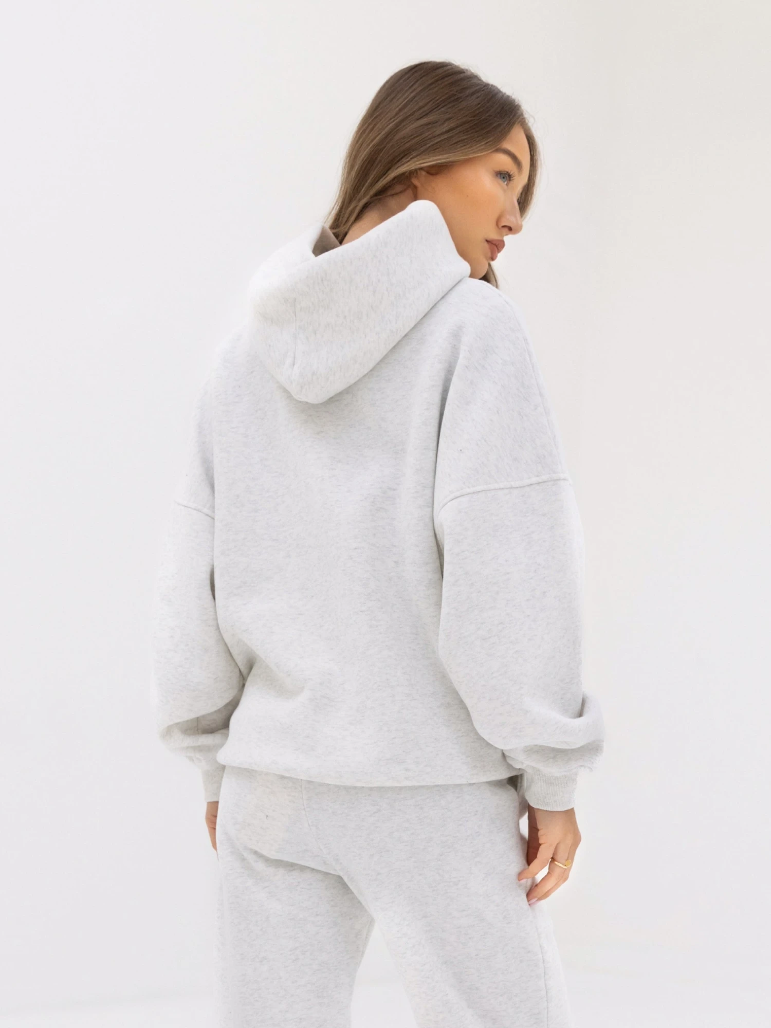 Tonal Varsity Oversized Hoodie - Marl White 6 Tonal Varsity Oversized Hoodie - Marl White - Image 4