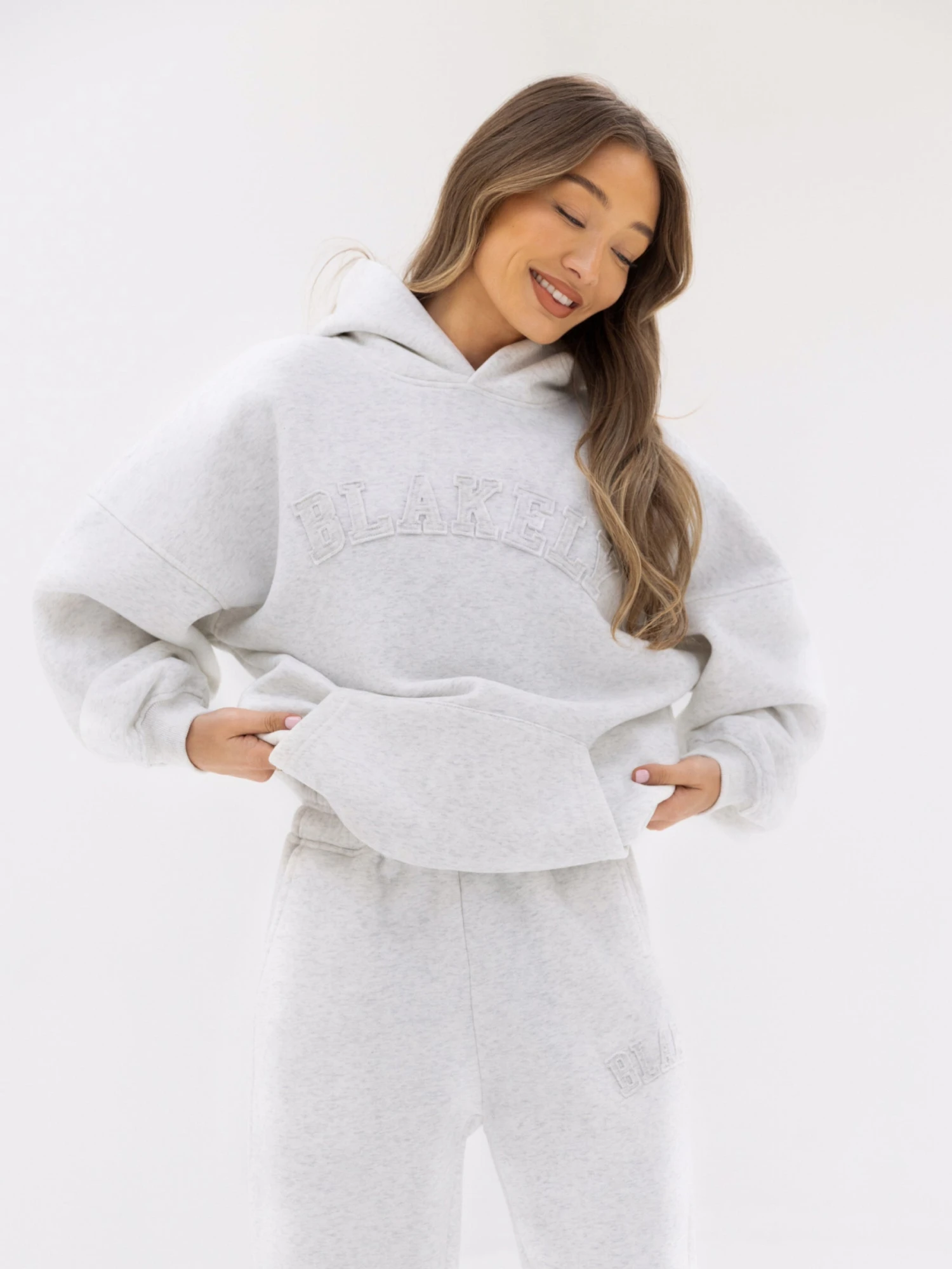 Tonal Varsity Oversized Hoodie - Marl White 4 Tonal Varsity Oversized Hoodie - Marl White - Image 2