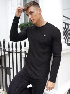 Mason Knit Jumper - Black -Blakely 2041MasonBlackSam1D