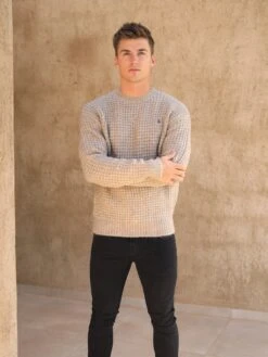 Burford Knit Jumper - Light Brown -Blakely 2075LightBrown 04D