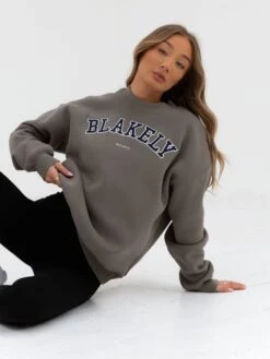 Varsity Oversized Jumper - Safari Green -Blakely 216VARWNeutral Grey 01D 3