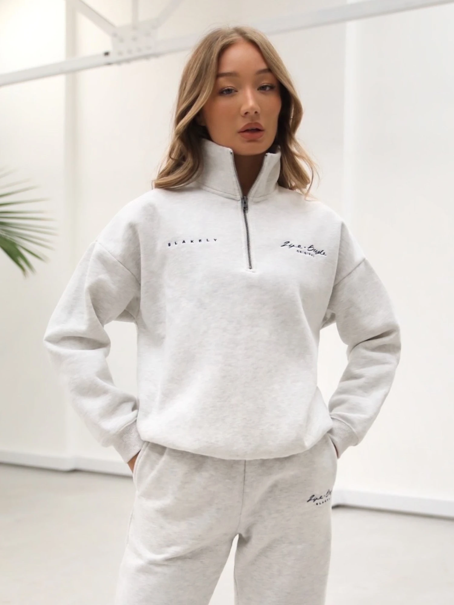 Life & Style 1/4 Zip Jumper - Marl White 4 Life & Style 1/4 Zip Jumper - Marl White - Image 2