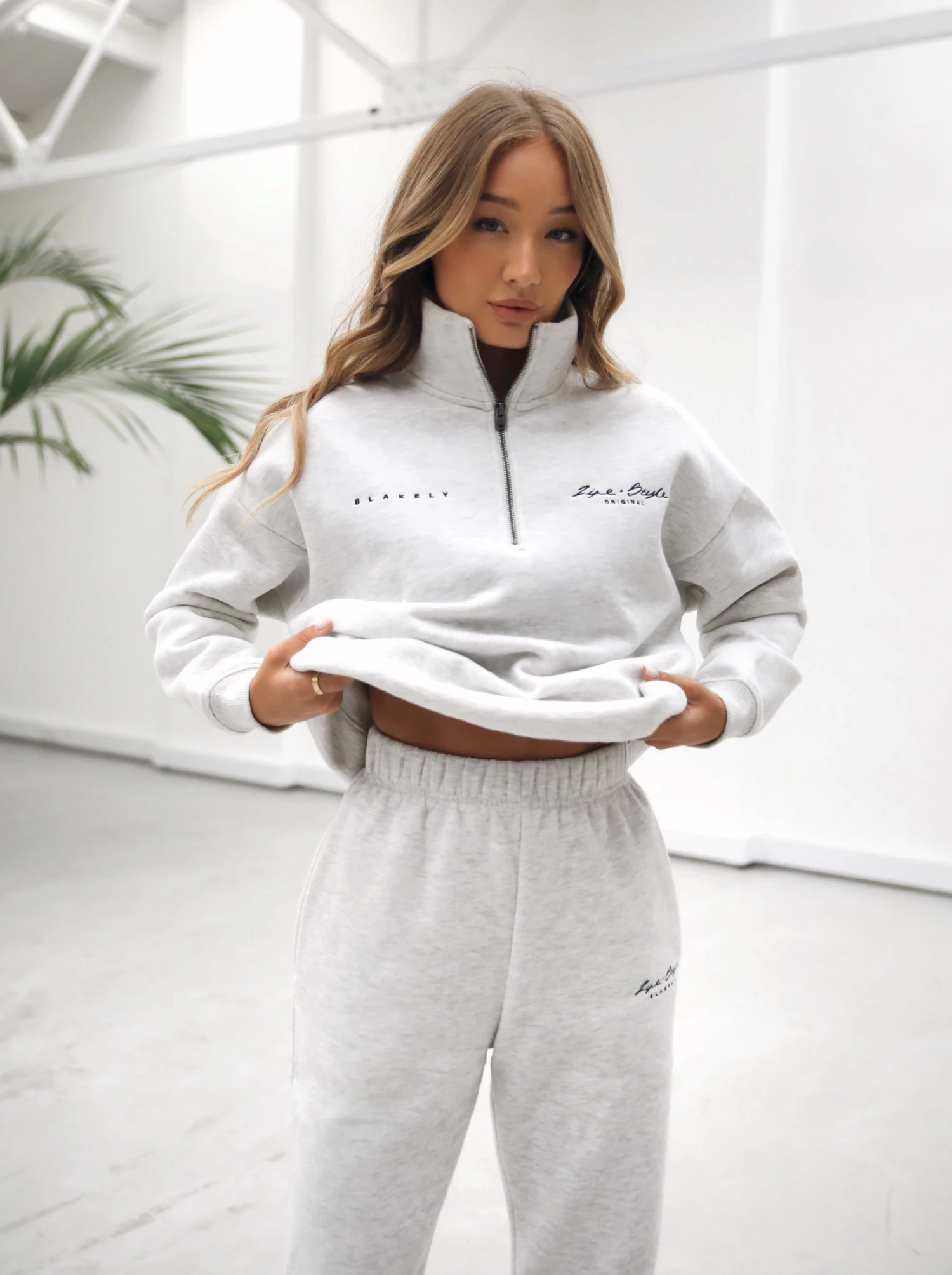 Life & Style 1/4 Zip Jumper - Marl White 3 Life & Style 1/4 Zip Jumper - Marl White