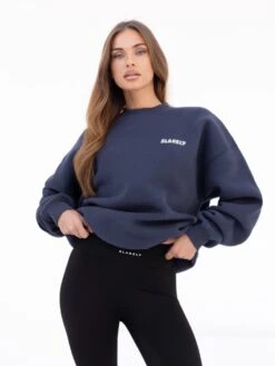 Cloud Print Oversized Jumper - True Navy -Blakely 2221Navy 01D