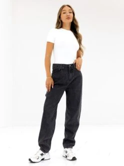 Blakely Mom Jeans - Washed Black -Blakely 2270BLACK02D