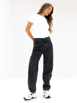 Blakely Mom Jeans - Washed Black -Blakely 2270BLACK05D
