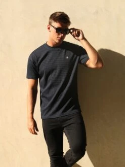 Ceuta Textured Relaxed T-Shirt - Navy -Blakely 2283Navy 04D