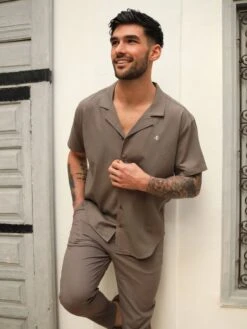 Nador Open Collared Shirt - Mocha Brown -Blakely 2331MOCHABROWND 3