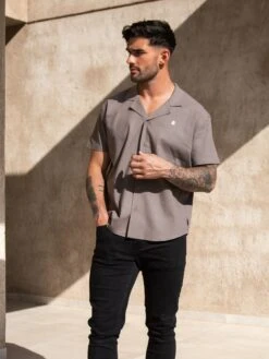 Nador Open Collared Shirt - Mocha Brown -Blakely 2331MochaBrown 02D