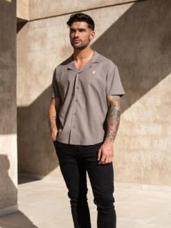 Nador Open Collared Shirt - Mocha Brown -Blakely 2331MochaBrown 03D