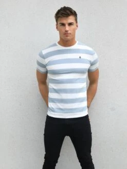Loano Stripe T-Shirt - Light Blue -Blakely 2376BLUED 1