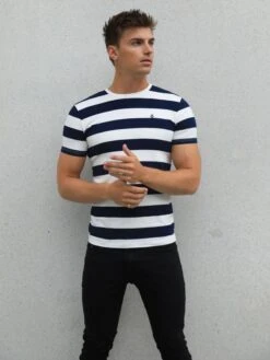 Loano Stripe T-Shirt - Navy 9 Loano Stripe T-Shirt - Navy -Blakely 2376NAVYD 1