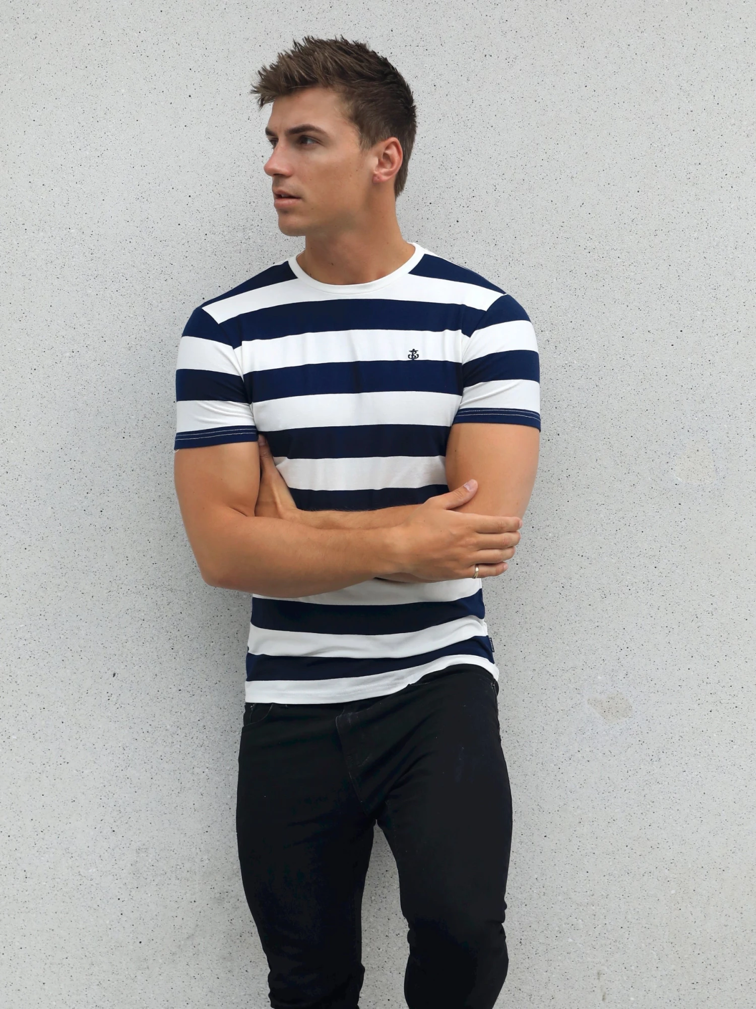 Loano Stripe T-Shirt - Navy 7 Loano Stripe T-Shirt - Navy - Image 5