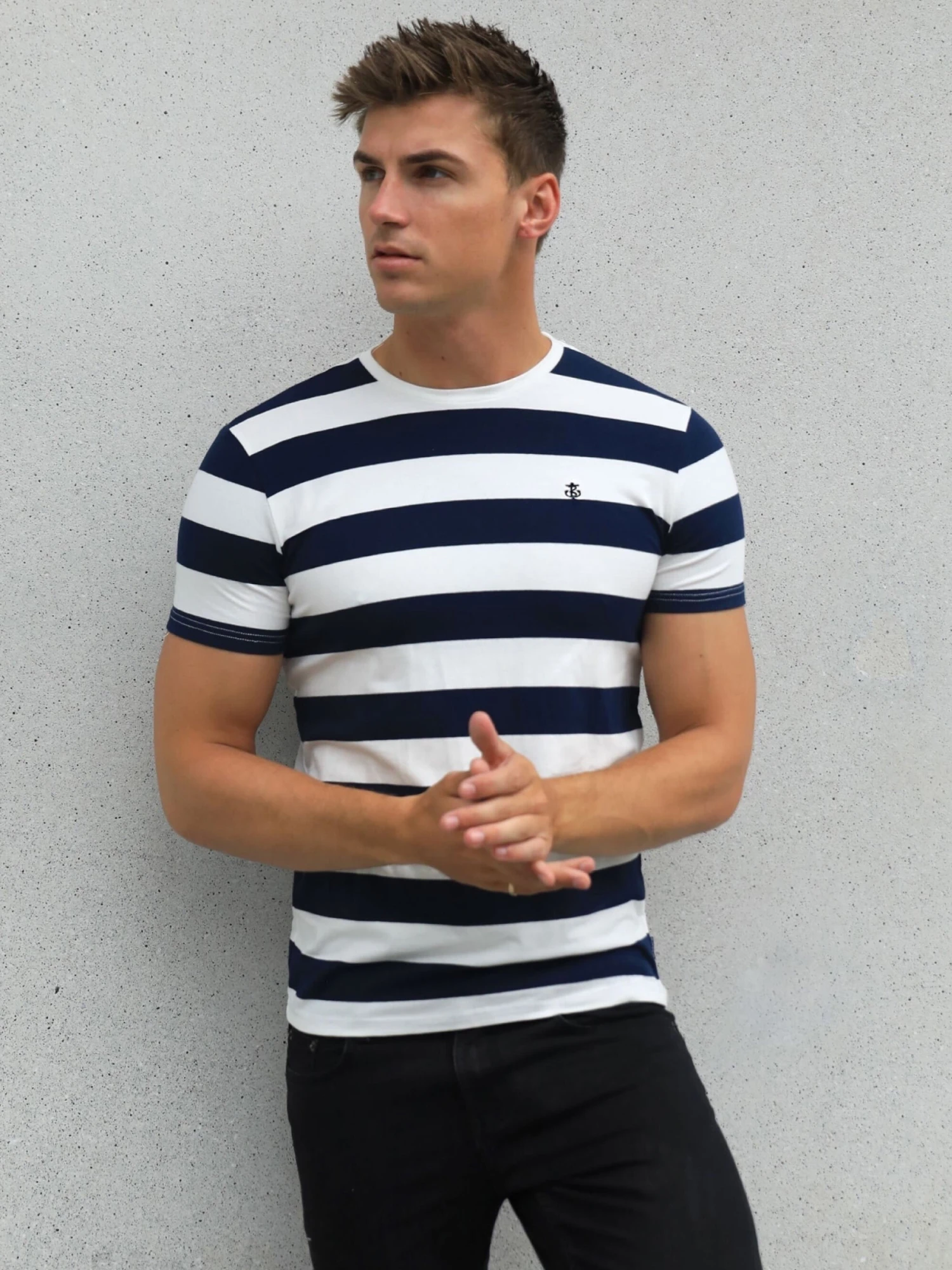 Loano Stripe T-Shirt - Navy 3 Loano Stripe T-Shirt - Navy