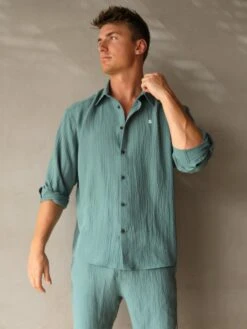 Salvatore Long Sleeve Shirt - Teal