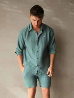 Salvatore Long Sleeve Shirt - Teal 11 Salvatore Long Sleeve Shirt - Teal -Blakely 2385Teal 01D