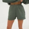 Isabel Jogger Shorts - Khaki Green