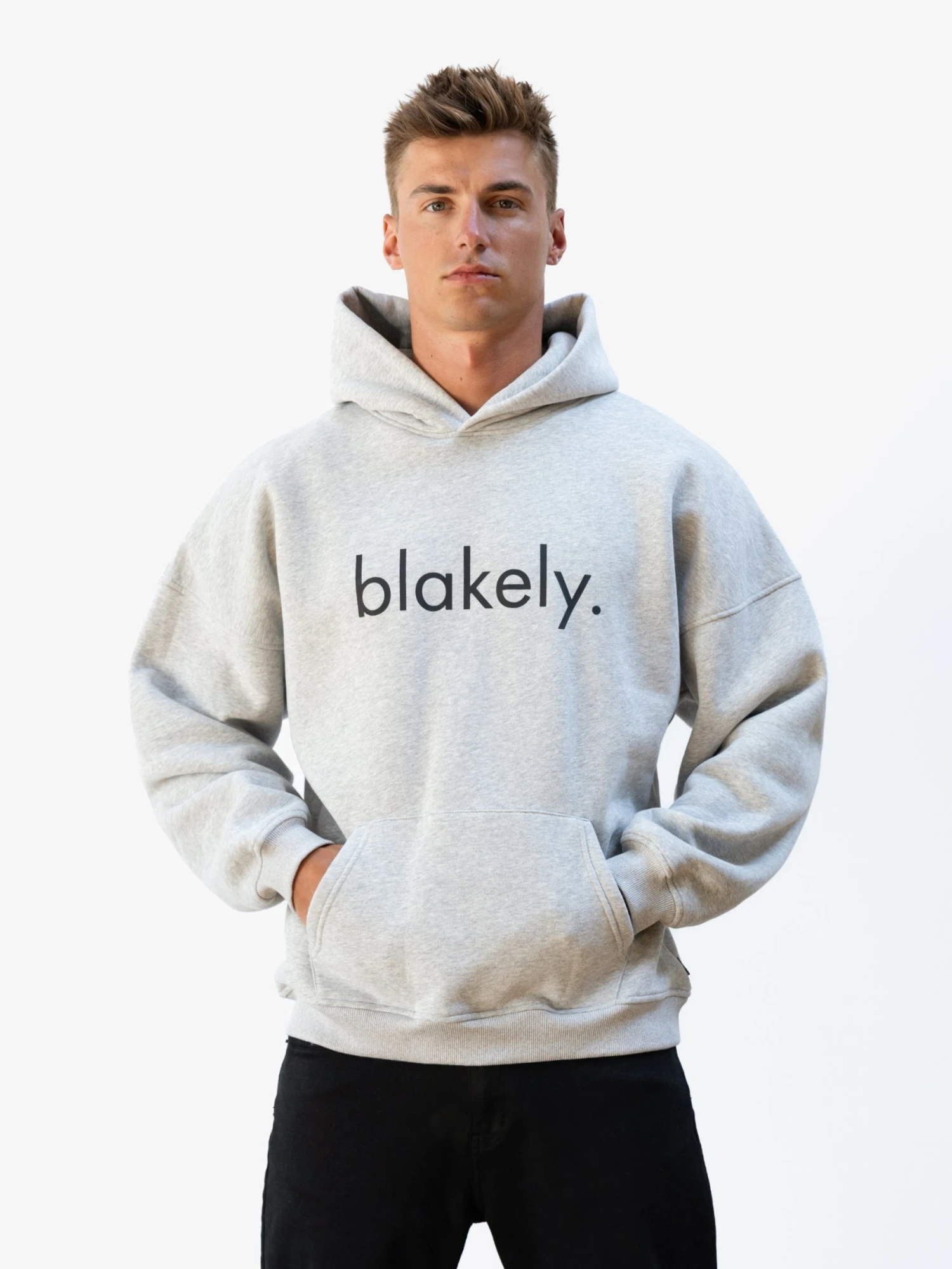 Logo Relaxed Hoodie - Marl Grey 3 Logo Relaxed Hoodie - Marl Grey