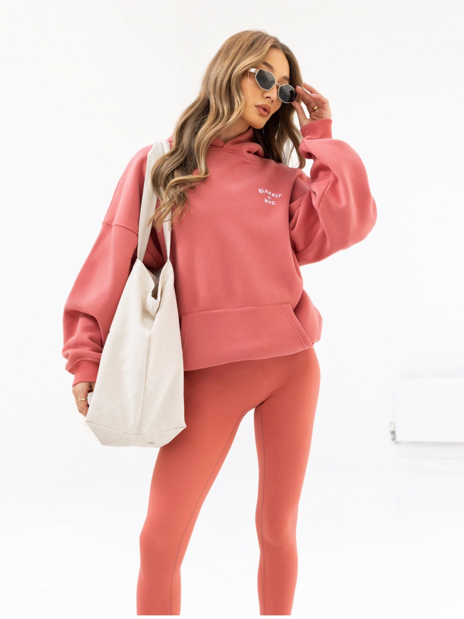 NYC Oversized Hoodie - Sunrise Coral 4 NYC Oversized Hoodie - Sunrise Coral - Image 2
