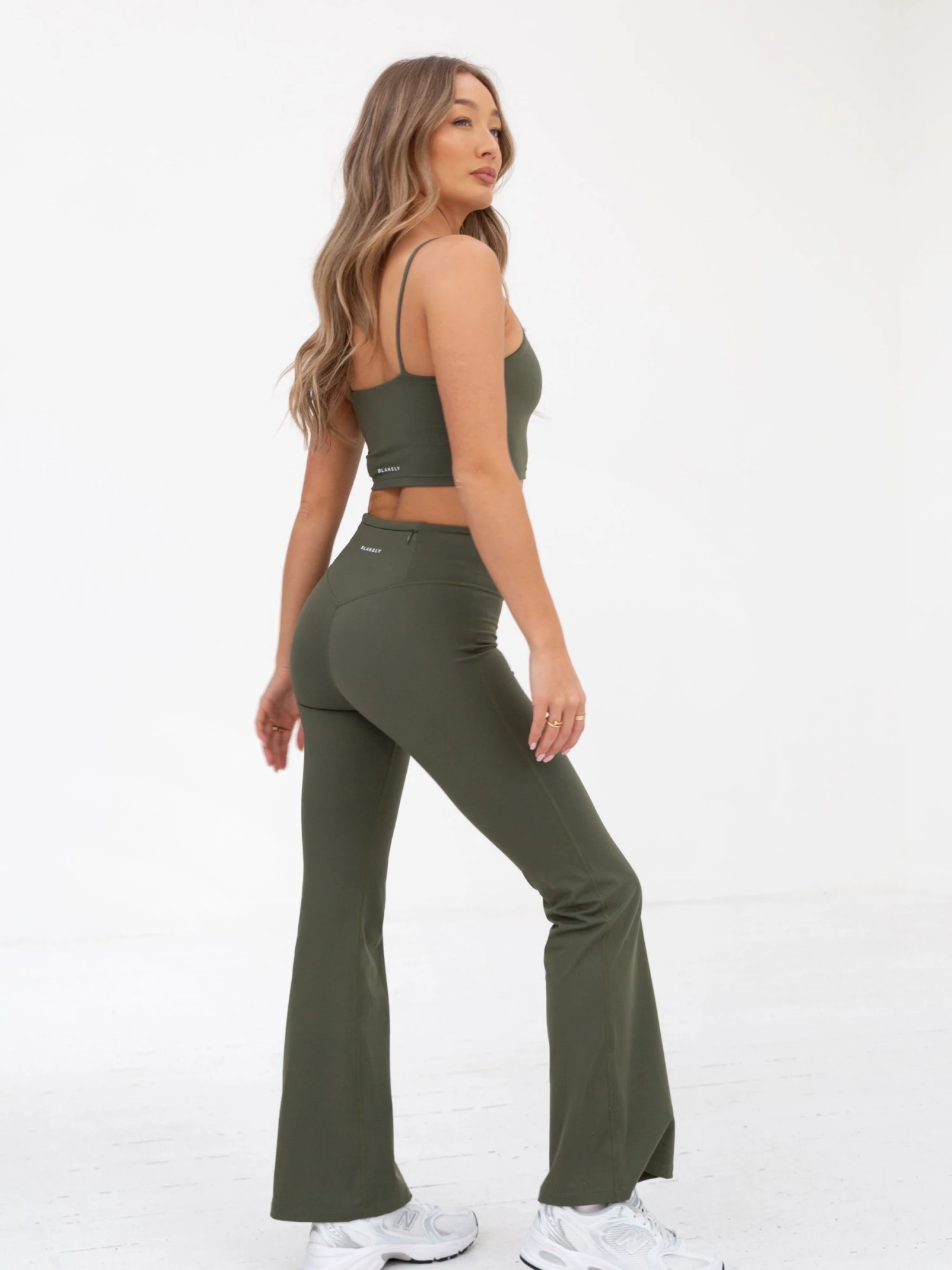 Soft Sculpt Wide Leg Leggings - Khaki Green 6 Soft Sculpt Wide Leg Leggings - Khaki Green - Image 4