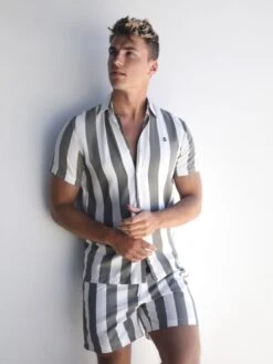 Riccardo Stripe Shirt - Safari Green 10 Riccardo Stripe Shirt - Safari Green -Blakely 2783Safarigreen 01D