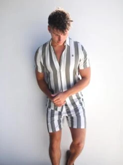 Riccardo Stripe Shirt - Safari Green 9 Riccardo Stripe Shirt - Safari Green -Blakely 2783Safarigreen 03D