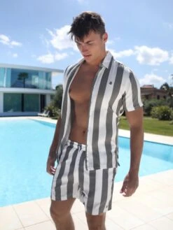 Riccardo Stripe Shirt - Safari Green 11 Riccardo Stripe Shirt - Safari Green -Blakely 2783Safarigreen 04D