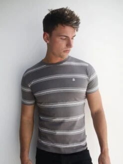 Marcello Stripe T-Shirt - Grey -Blakely 2789Brown 03D