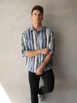 Lucca Stripe Shirt - Blue 11 Lucca Stripe Shirt - Blue -Blakely 2800Blue 01D